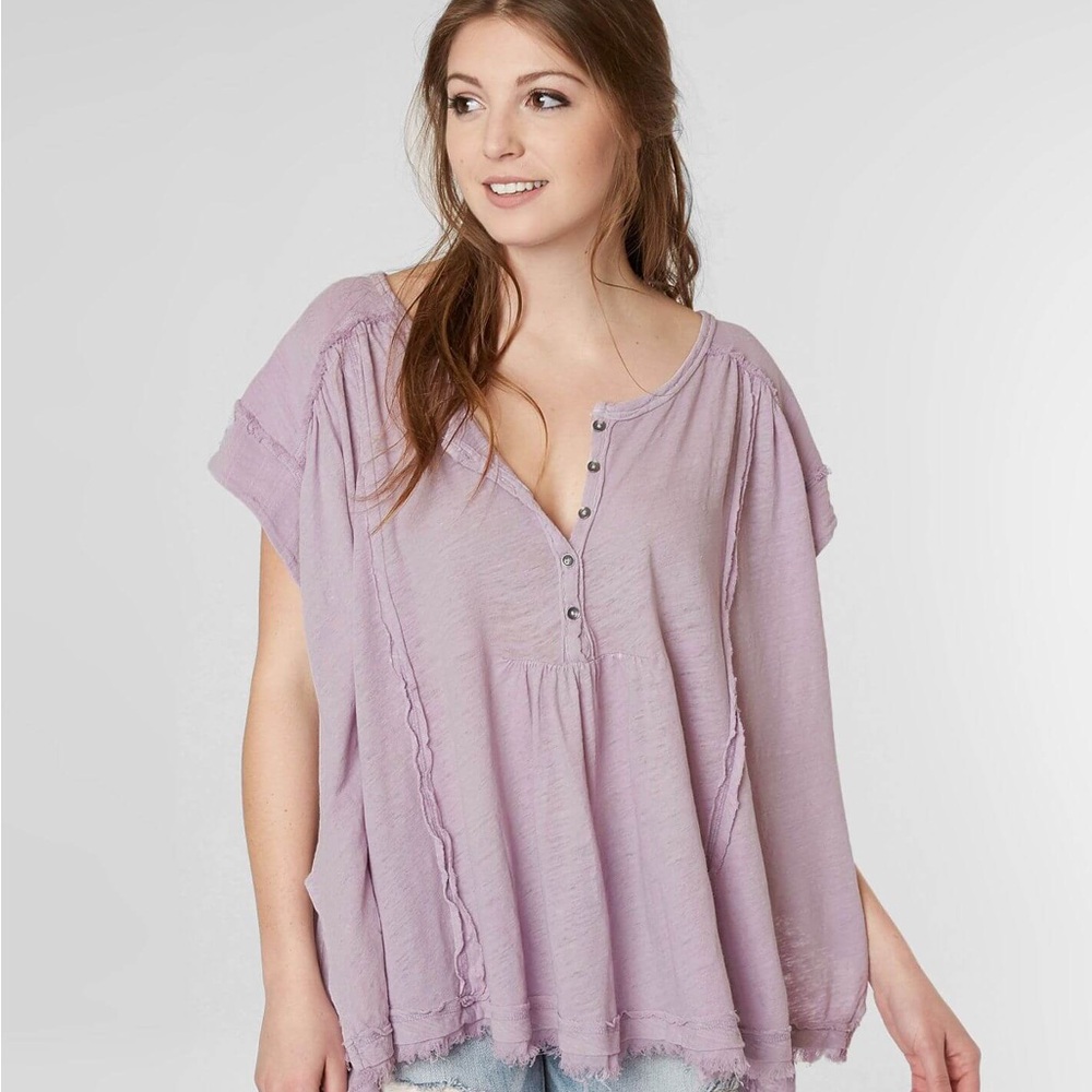 Free People Lilac Button-Down Blouse